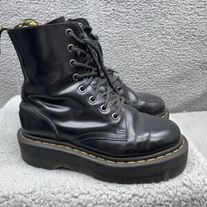 Dr. Martens Jadon Boots Womens 6 Black Leather Platform Combat Lace Up Side Zip
